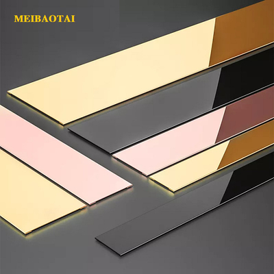 0.55MM Thickness Stainless Steel Corner Trim For Tiles Decoration Brushed Flat Strips