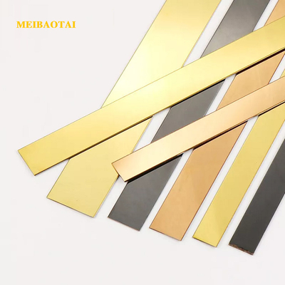 Gold Mirror Flat Stainless Steel Tile Trim 8FT Length JIS Standard