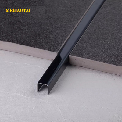 8mm Paslanmaz Çelik U Şekilli Çini Döşeme 304 Siyah Dekoratif Profiller