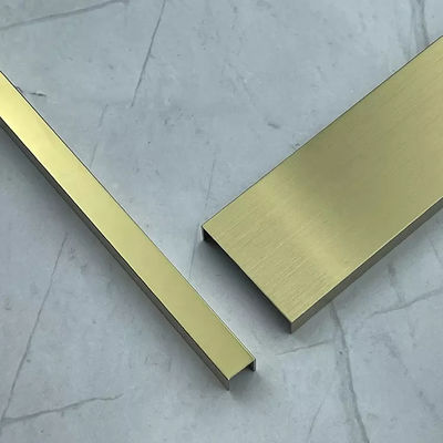 Altın cilalanmış fırçalanmış bitirilmiş kalınlığı 0.85 mm paslanmaz çelik fayanslar metal U profilleri