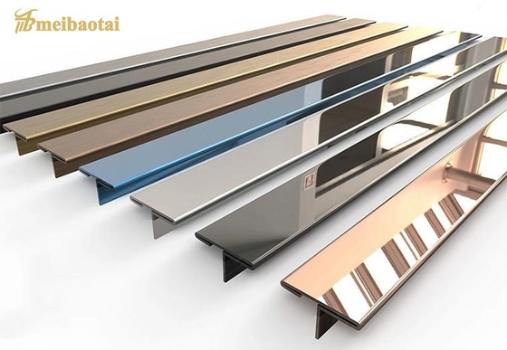 2438mm Paslanmaz Çelik Efekt Tile Trim 304 Paslanmaz Çelik Tile Şerit