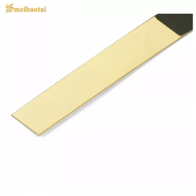 Gold Mirror Flat Stainless Steel Tile Trim 8FT Length JIS Standard