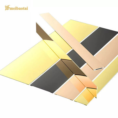Gold Mirror Flat Stainless Steel Tile Trim 8FT Length JIS Standard