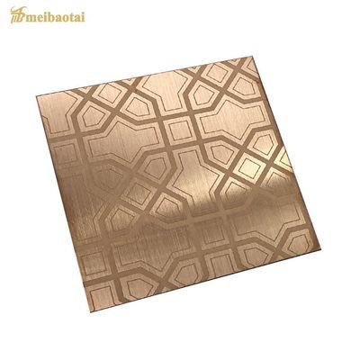 İyi fiyat Mirror Rose Gold Finish 304 Paslanmaz Çelik Yapraklı Asansör Paneli 1219x2438mm Boyut çevrimiçi