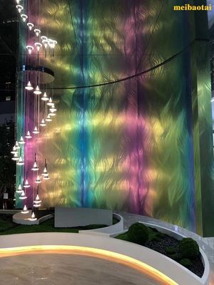 İyi fiyat Özelleştirilmiş Lazer Desenli Gökkuşağı Paslanmaz Çelik Sac Dekorasyon Lobisi çevrimiçi
