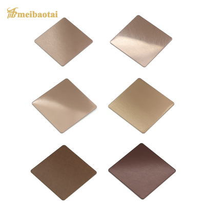 2438mm Uzunluk Dekoratif Paslanmaz Çelik Sac SS201 Kumlanmış Bronz Gül Altın Rengi