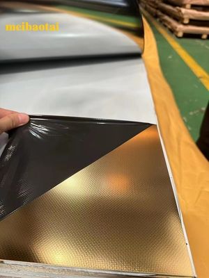 Altın Ayna Dönüşümü Sınıf 201 Çakılmış Paslanmaz Çelik Yaprak 4x8 Ayak Dekoratif Duvar Paneli