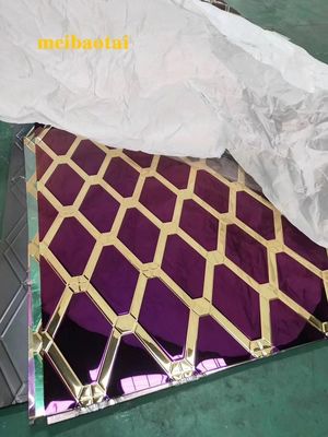 İyi fiyat Altın Ve Mor Elmas Paslanmaz Çelik Renkli Sayfa SS304 201 Dekorasyon Dolabı çevrimiçi