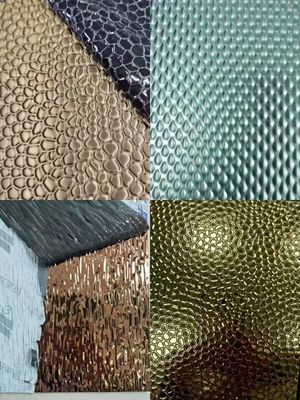 İyi fiyat Dekoratif Kullanım İçin Çift PVC Film Kaplı, 0.85mm Kalınlıkta Renkli Boyalı Kabartmalı Paslanmaz Çelik Levha çevrimiçi