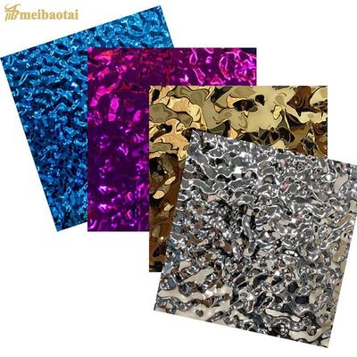 Gümüş ayna bitirme su dalgalanması paslanmaz çelik levha 1219x2438mm Boyutu dekoratif kullanım için 0.65mm kalınlığı ile
