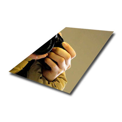 ASTM Standart Şampanya Altın Ayna Paslanmaz Çelik Plak PVD Panel 0.3-1.2mm Kalınlığı ve 1219*2438mm Boyutu