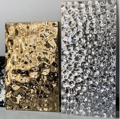 İyi fiyat Dekoratif Uygulamalar İçin 0.65mm Kalınlığında ve ASTM Standardında PVD Renkli Kaplamalı Su Dalgalı Paslanmaz Çelik Levha çevrimiçi