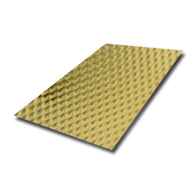İyi fiyat 0.85mm Kalınlığında ve Dekoratif Metal Levha İçin Çift PVC Film Kaplı 6WL Altın Ayna Kabartmalı Paslanmaz Çelik Levha çevrimiçi