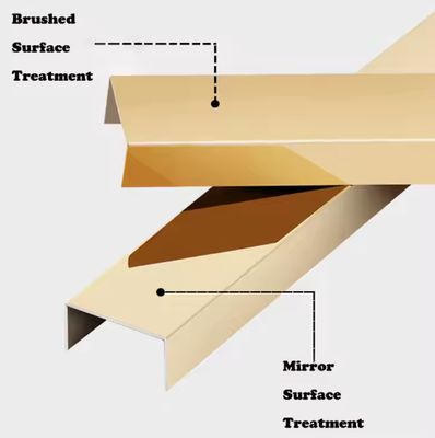 İyi fiyat Altın Saç Çizgisi / Altın Ayna Paslanmaz Çelik U Fayans Döşeme Profili çevrimiçi