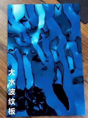 Dekoratif Uygulamalar İçin Mavi PVD Kaplamalı Ayna Yüzeyli Su Dalgalı Paslanmaz Çelik Levha 0.65mm Kalınlık