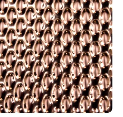 İyi fiyat Dekoratif Duvar ve Tavan İçin Rose Gold Ayna 6WL Desen Kabartmalı Paslanmaz Çelik Levha 0.85mm Kalınlık çevrimiçi