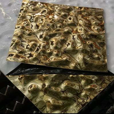 Altın Ayna Kaplamalı Su Dalgalı Paslanmaz Çelik Levha, 0.65mm Kalınlık ve Dekoratif Duvar Panelleri İçin PVD Renkli Kaplamalı