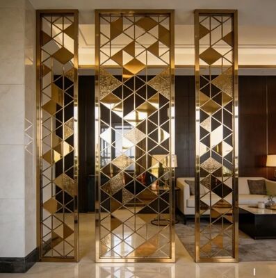 Modern Gold Titanium Stainless Steel Partition Wall Decorative Screen