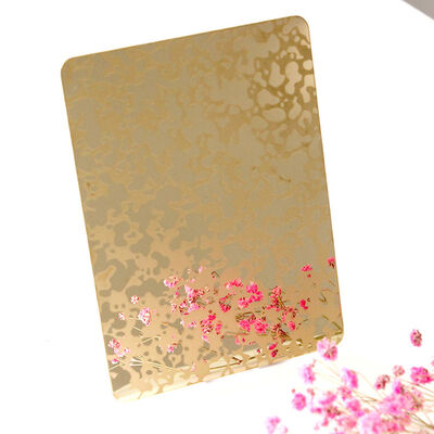 1219x3048mm boyutunda ayna / kazınmış yüzeyli 304 paslanmaz çelik levhası altın ayna kazınmış