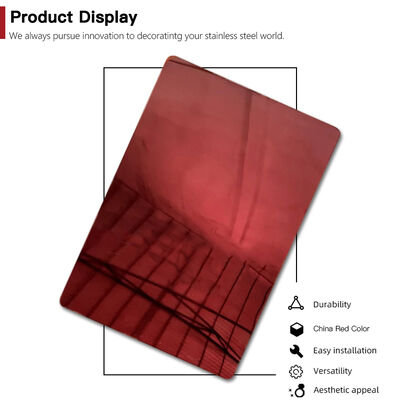 İyi fiyat PVD China Red Mirror Color 304 Paslanmaz Çelik Yaprak EN Standart Dekoratif Plak çevrimiçi