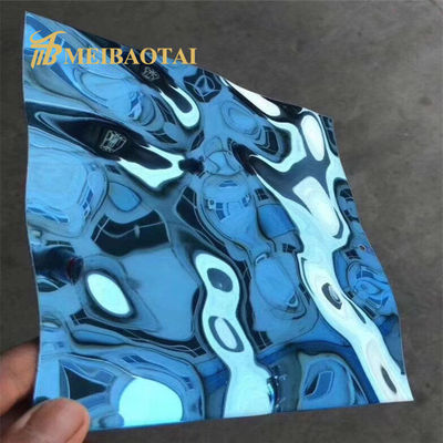 Mavi PVD Kaplı Su Dalgalanması Paslanmaz Çelik Taş 0.65mm Kalınlığı 1219x2438mm Dekoratif Paslanmaz Çelik Taş