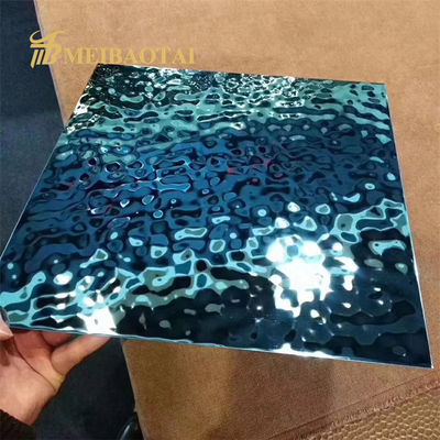 İyi fiyat PVD Mavi Kaplı Su Dalgalanması Paslanmaz Çelik Yaprak Dekoratif Tavan için 7c PVC Filmi ile 1000mm X 2000mm çevrimiçi
