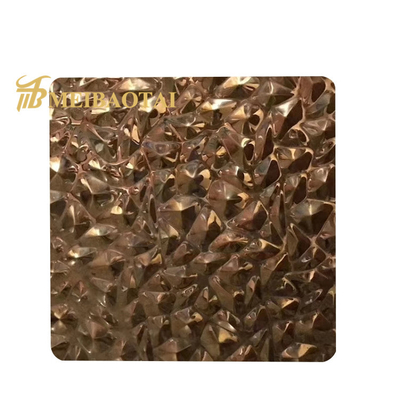JIS Kabartmalı Paslanmaz Çelik Levha Gül Altın Kaplama 3D Süsleme SS Plakası 4x8 0.65mm Thk