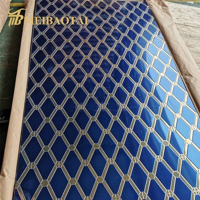 İyi fiyat Mavi Altın Karışık Renkli Elmas Şablon Çıkartılmış Paslanmaz Çelik Yaprak 4x8 Yüzyıl Kontör Dekorasyonu İçin çevrimiçi
