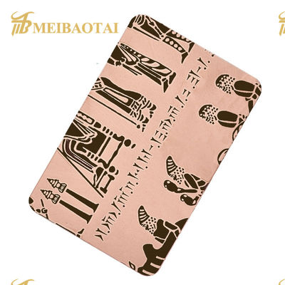 İyi bir fiyat. 201 Paslanmaz Çelik Kazınmış Sac Pvd Gül Altın Rengi HRB100 Sertlik çevrimiçi