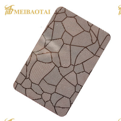 İyi fiyat Rose Gold Siyah Ayna Kazınmış 304 Paslanmaz Çelik Sac Dört Ayak çevrimiçi