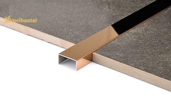 İyi fiyat 3048MM Uzunluk Ayna Kiremit Trim PVD Rose Gold Paslanmaz Çelik U Trim çevrimiçi