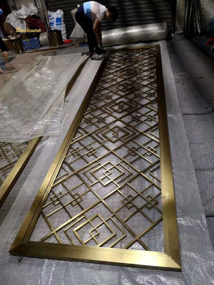 İyi fiyat 304 Şampanya Ayna Paslanmaz Çelik Oda Bölücü Otel Dekorasyonu çevrimiçi