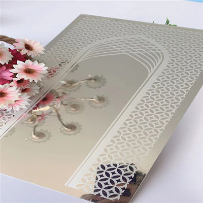 İyi fiyat Asansör Dekorasyonu İçin 304 Kalite Ayna Yüzeyli Etchli Paslanmaz Çelik Levha 1219x2438mm çevrimiçi