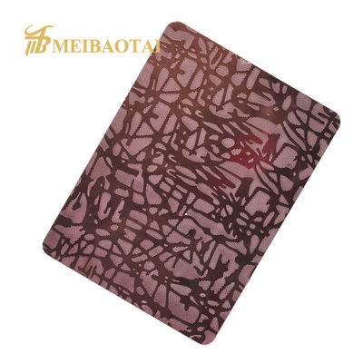 Rose Gold Brown Plating Embossed Stainless Steel Sheet 1500x3000mm dekoratif uygulamalar için çift PVC filmi ile