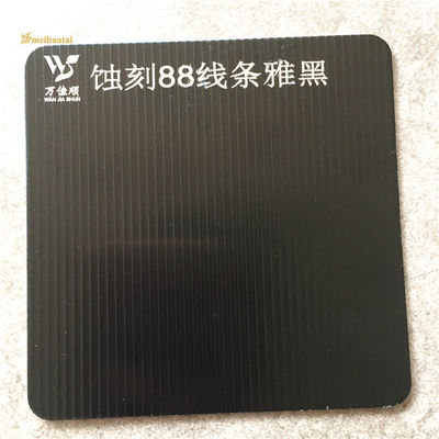 Tavan Duvar Dekorasyonu için Sürdürülebilir PVD Siyah Renk Kazınmış Paslanmaz Çelik Sac 1219x3048mm